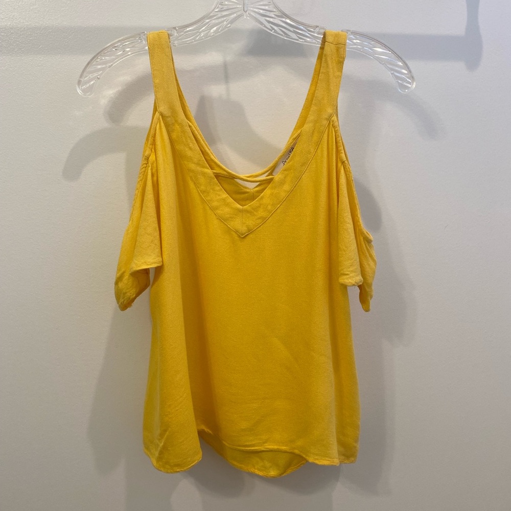 Yellow Cold Shoulder Top